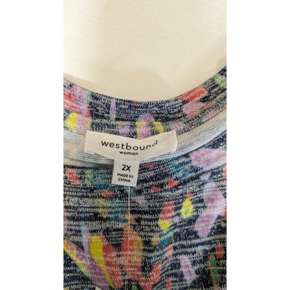 Westbound Women's Multi Color Pastel Confetti Short Sleeve Blouse Plus Size 2X - Picture 9 of 12